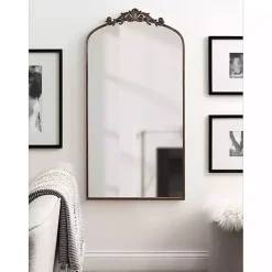 Online Kirklands Home Bronze Metal Arch Ornate Crown Wall Mirror Brown