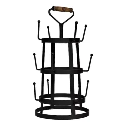 Kirklands Home Bronze Metal Mug Holder with Wooden Handle Brown