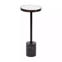 Kirklands Home Bronze Mirror Tabletop Round Cocktail Table Black