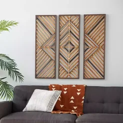 Best Kirklands Home Bronze Wood Geometric Wall Plaques, Set of 3 Tan