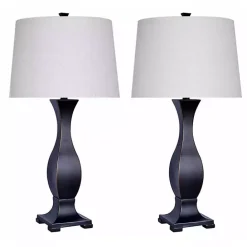 Discount Kirklands Home Bronzed Hourglass 2-pc. Table Lamp Set White