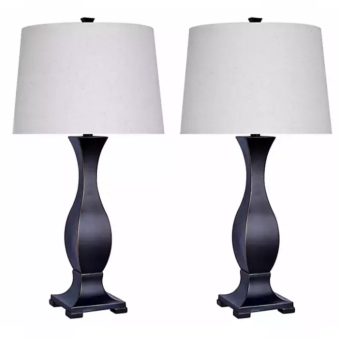 Discount Kirklands Home Bronzed Hourglass 2-pc. Table Lamp Set White