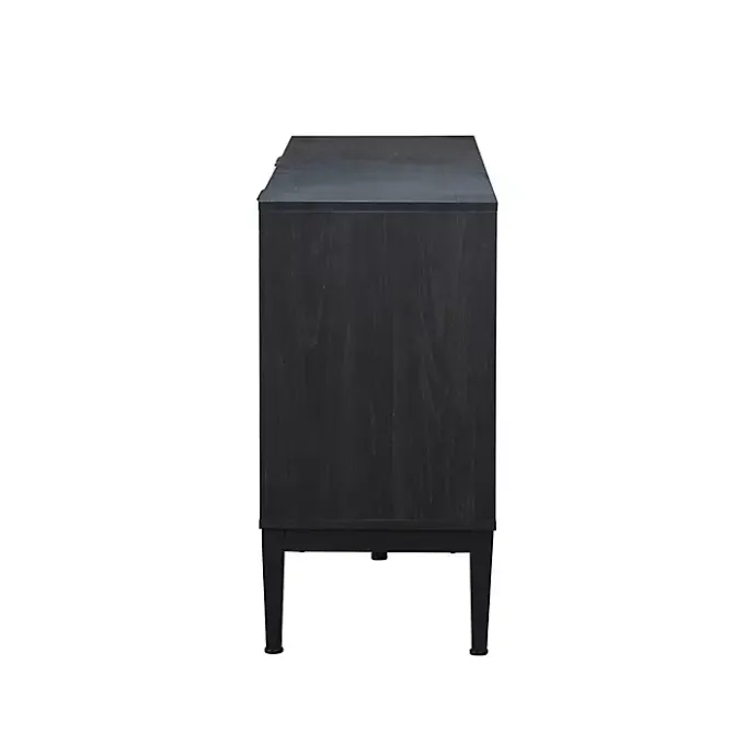 Hot Kirklands Home Brown and Black Wood Chevron 4-Door Sideboard