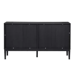 Hot Kirklands Home Brown and Black Wood Chevron 4-Door Sideboard