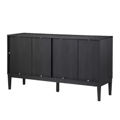 Hot Kirklands Home Brown and Black Wood Chevron 4-Door Sideboard