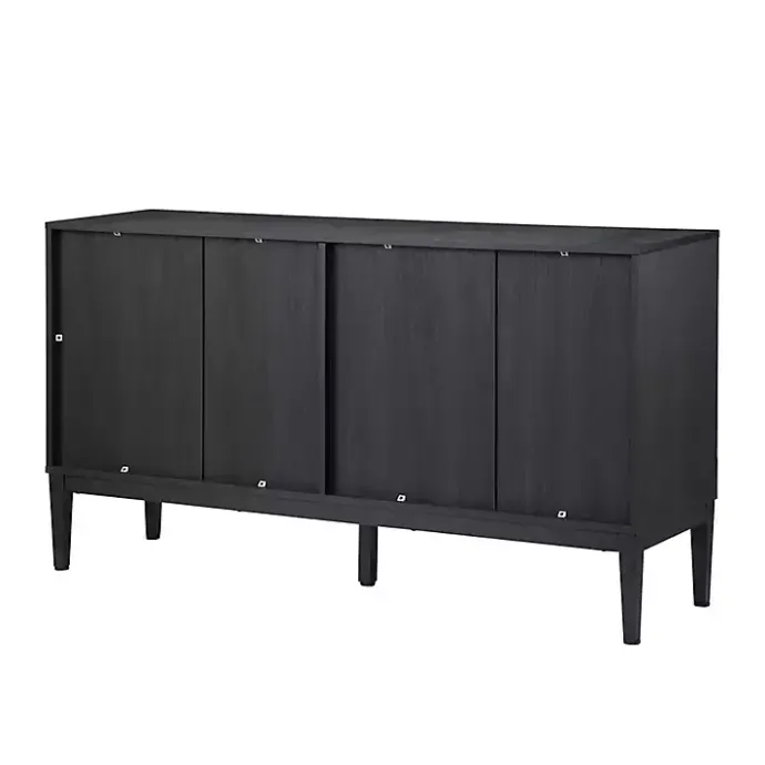Hot Kirklands Home Brown and Black Wood Chevron 4-Door Sideboard
