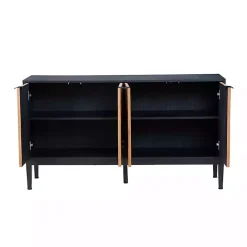 Hot Kirklands Home Brown and Black Wood Chevron 4-Door Sideboard