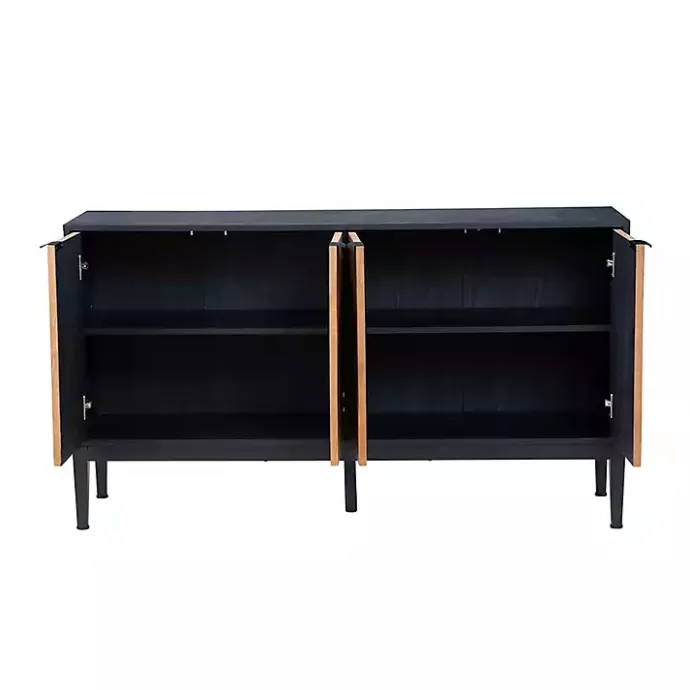 Hot Kirklands Home Brown and Black Wood Chevron 4-Door Sideboard