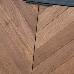 Hot Kirklands Home Brown and Black Wood Chevron 4-Door Sideboard
