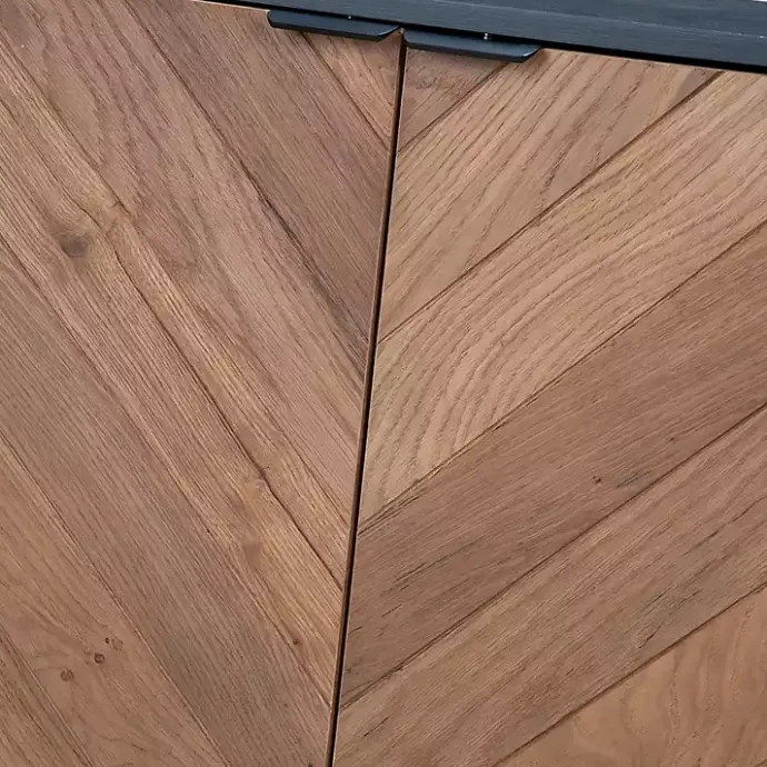 Hot Kirklands Home Brown and Black Wood Chevron 4-Door Sideboard