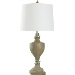 Discount Kirklands Home Brown and Brushed Silver Table Lamp White
