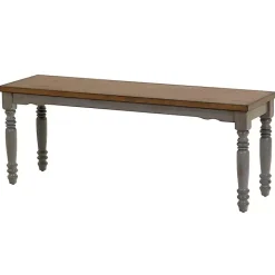 New Kirklands Home and Gray Wooden Dining Bench Brown