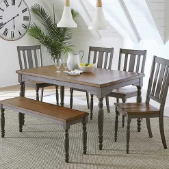 New Kirklands Home and Gray Wooden Dining Bench Brown