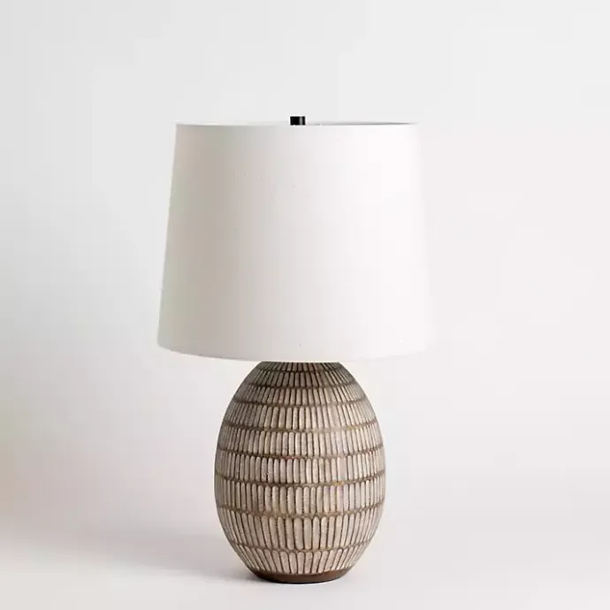 Hot Kirklands Home and White Carved Ceramic Table Lamp Brown