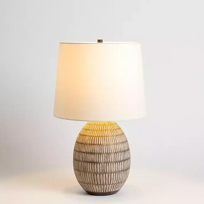 Hot Kirklands Home and White Carved Ceramic Table Lamp Brown
