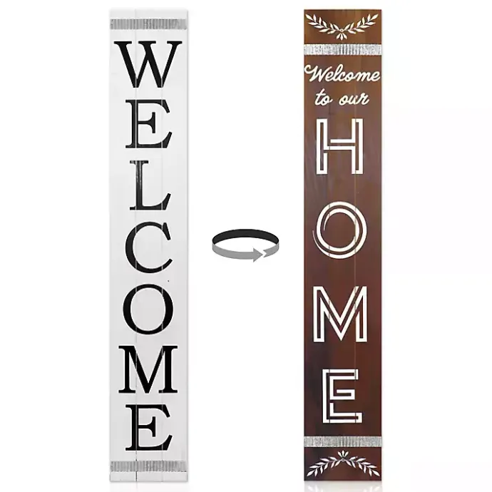 Kirklands Home Brown and White Welcome Home Two-Sided Porch Board