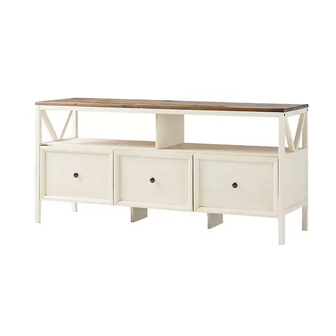 Kirklands Home Brown and Whitewashed Wood 3-Drawer Media Cabinet
