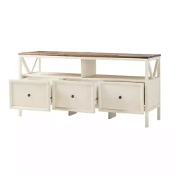 Kirklands Home Brown and Whitewashed Wood 3-Drawer Media Cabinet