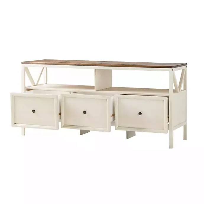 Kirklands Home Brown and Whitewashed Wood 3-Drawer Media Cabinet
