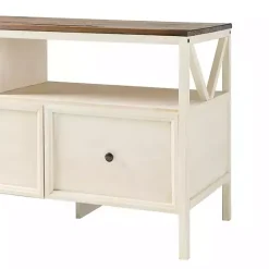 Kirklands Home Brown and Whitewashed Wood 3-Drawer Media Cabinet