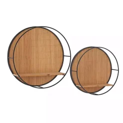 Sale Kirklands Home Brown Bamboo Modern Wall Shelves, Set of 2