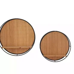 Sale Kirklands Home Brown Bamboo Modern Wall Shelves, Set of 2