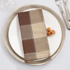 Clearance Kirklands Home Brown Block Stitched Napkins, Set of 4