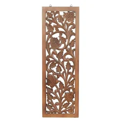 Outlet Kirklands Home Botanical Wood Panel Wall Plaque Brown
