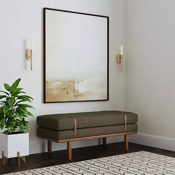Sale Kirklands Home Boucle Faux Leather Bench Brown