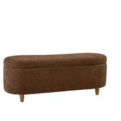 Kirklands Home Boucle Flip-Top Storage Bench Brown