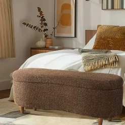 Kirklands Home Boucle Flip-Top Storage Bench Brown