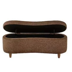 Kirklands Home Boucle Flip-Top Storage Bench Brown