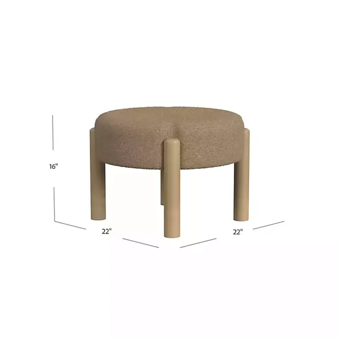 Clearance Kirklands Home Boucle Natural Wood Ottoman Brown