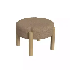 Clearance Kirklands Home Boucle Natural Wood Ottoman Brown