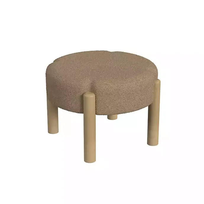 Clearance Kirklands Home Boucle Natural Wood Ottoman Brown