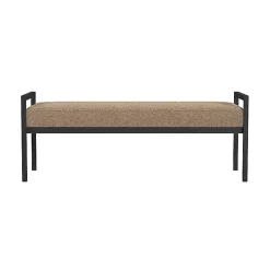Hot Kirklands Home Boucle Upholstered Metal Frame Bench Brown