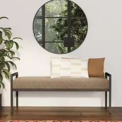 Hot Kirklands Home Boucle Upholstered Metal Frame Bench Brown