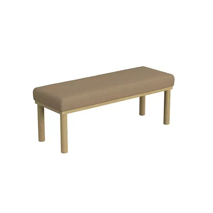 Clearance Kirklands Home Boucle Upholstered Wood Leg Bench Brown
