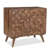 Hot Kirklands Home Brown Carved Wood Woven 2-Door Cabinet