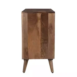 Kirklands Home Brown Carved Wood Woven 3-Door Sideboard