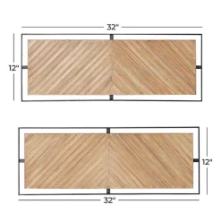New Kirklands Home Chevron Wood Wall Plaques, Set of 2 Brown
