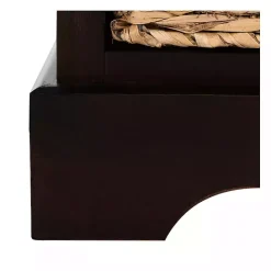 New Kirklands Home Cora Accent Table with Woven Storage Baskets Brown
