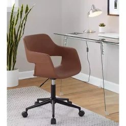 Clearance Kirklands Home Faux Leather & Black Marshall Office Chair Brown