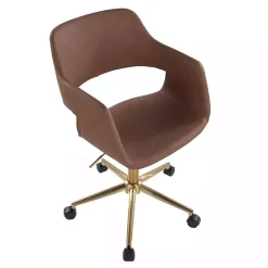 Best Kirklands Home Faux Leather & Gold Marshall Office Chair Brown