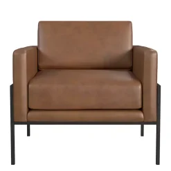 Best Kirklands Home Faux Leather Black Metal Accent Chair Brown