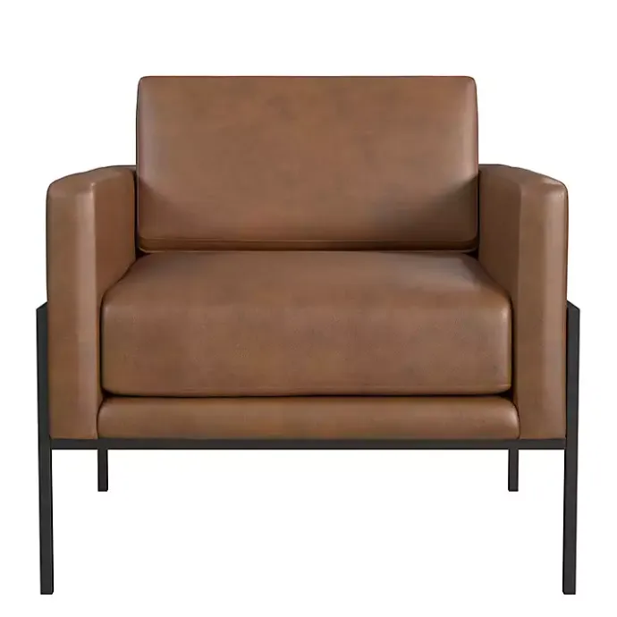 Best Kirklands Home Faux Leather Black Metal Accent Chair Brown