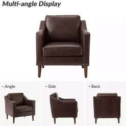 Discount Kirklands Home Faux Leather Bonita Accent Chair Brown