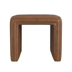 Clearance Kirklands Home Faux Leather Channeled Upholstered Ottoman Brown