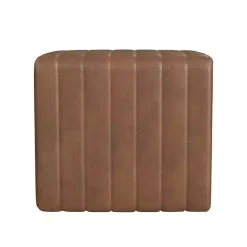 Clearance Kirklands Home Faux Leather Channeled Upholstered Ottoman Brown