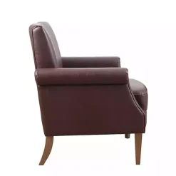 Discount Kirklands Home Faux Leather Classic Accent Chair Brown